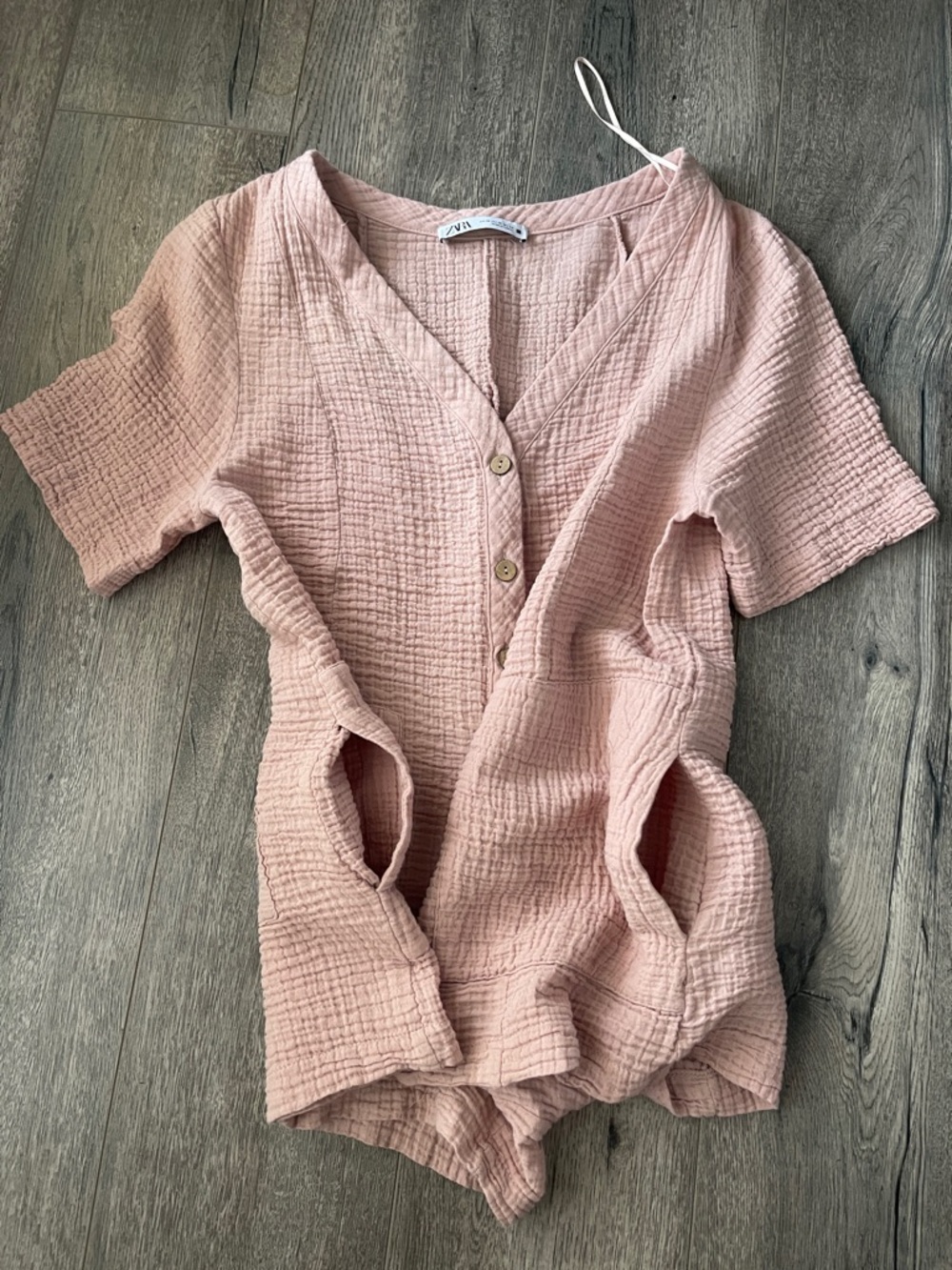 Zara Dusty Pink  Button-Front Romper - Picture 7 of 12